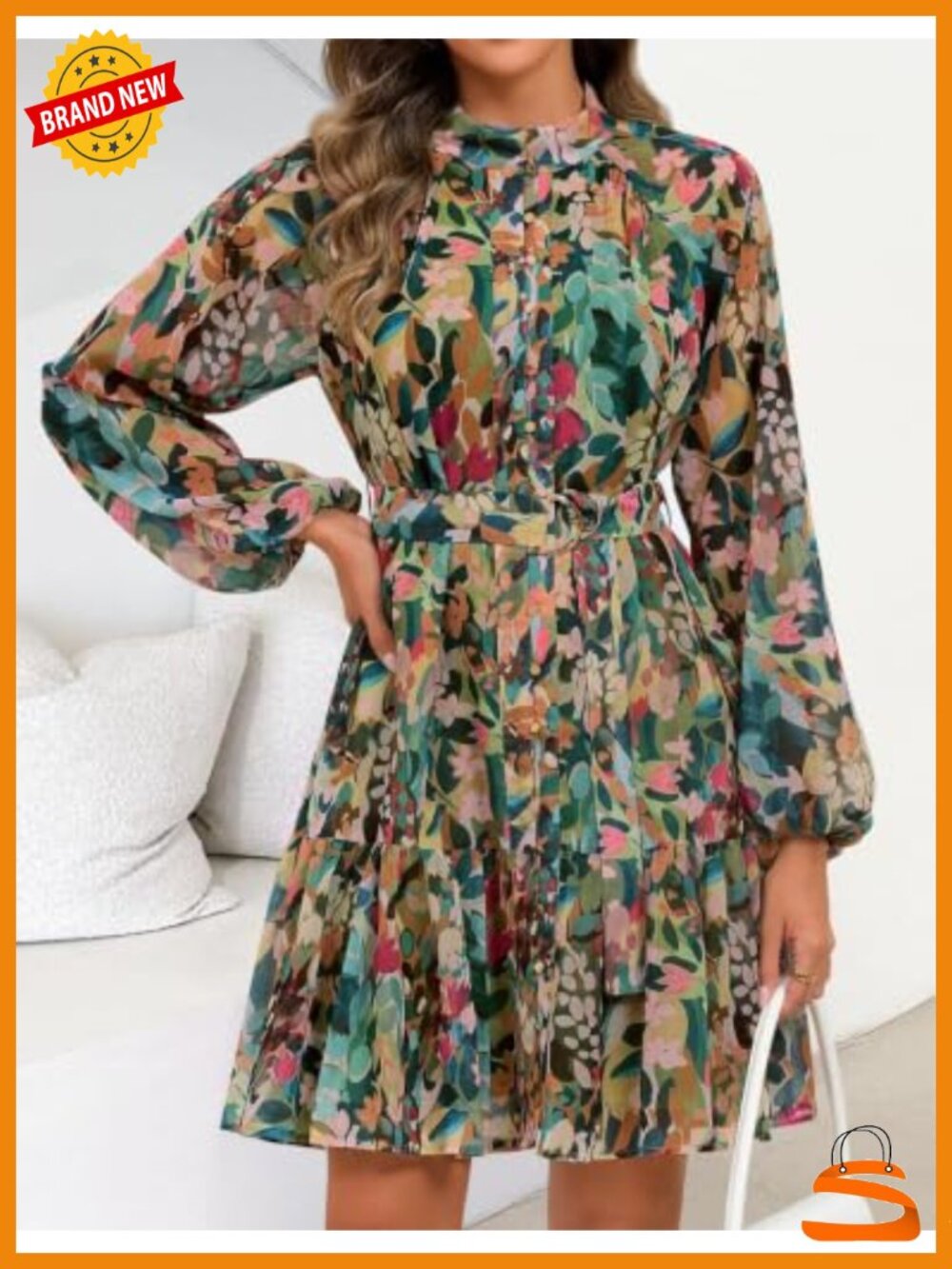 Women's Floral Lace Dress - Picture 3 of 6